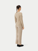 Women's C-Neck Cashmere Sweater - Versatile Organic Color Warm Grey - Gobi Cashmere #color_warm-grey