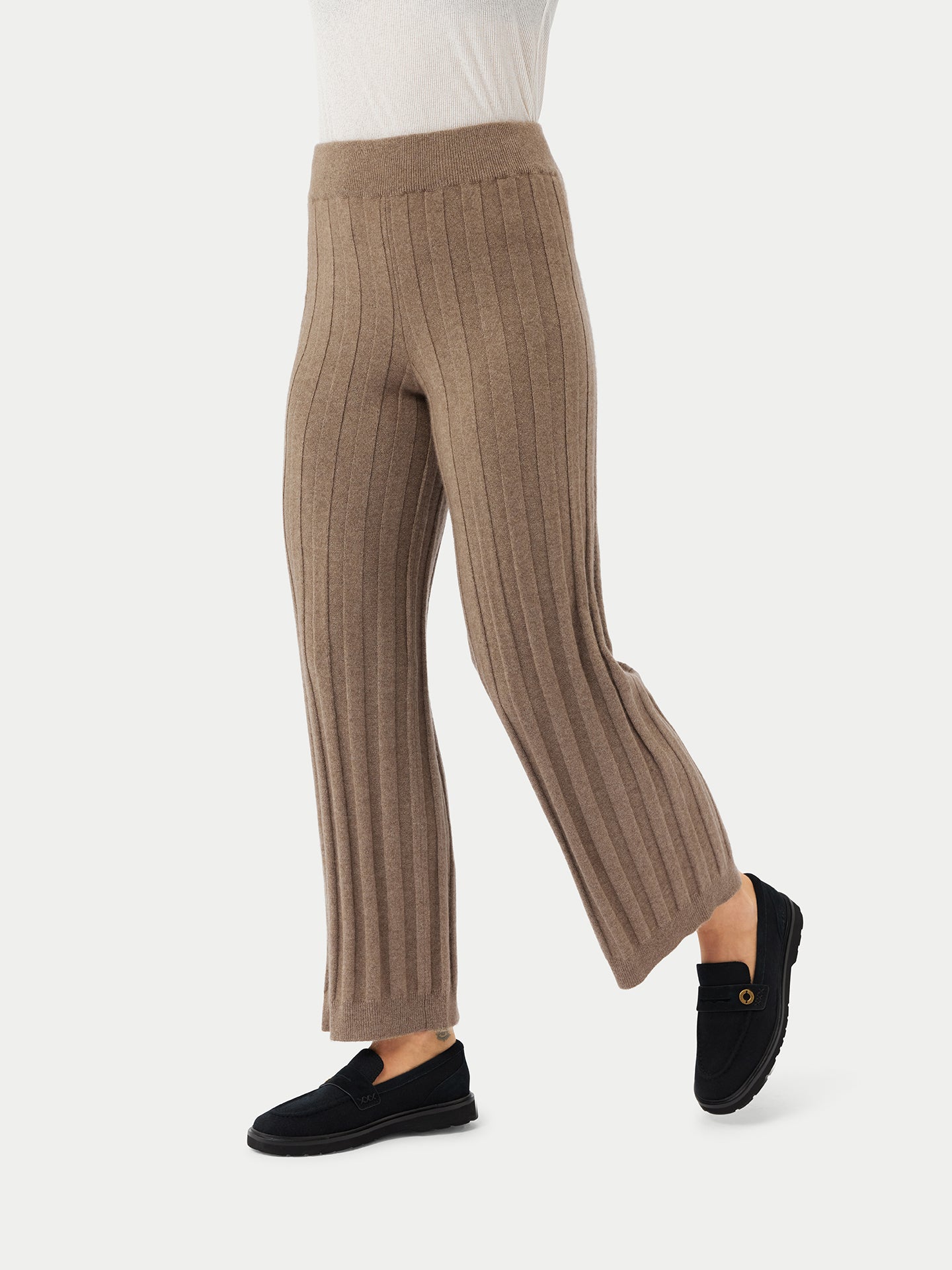 Organic Color Textured Knit Cashmere Pants