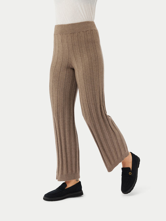 Organic Color Textured Knit Cashmere Pants
