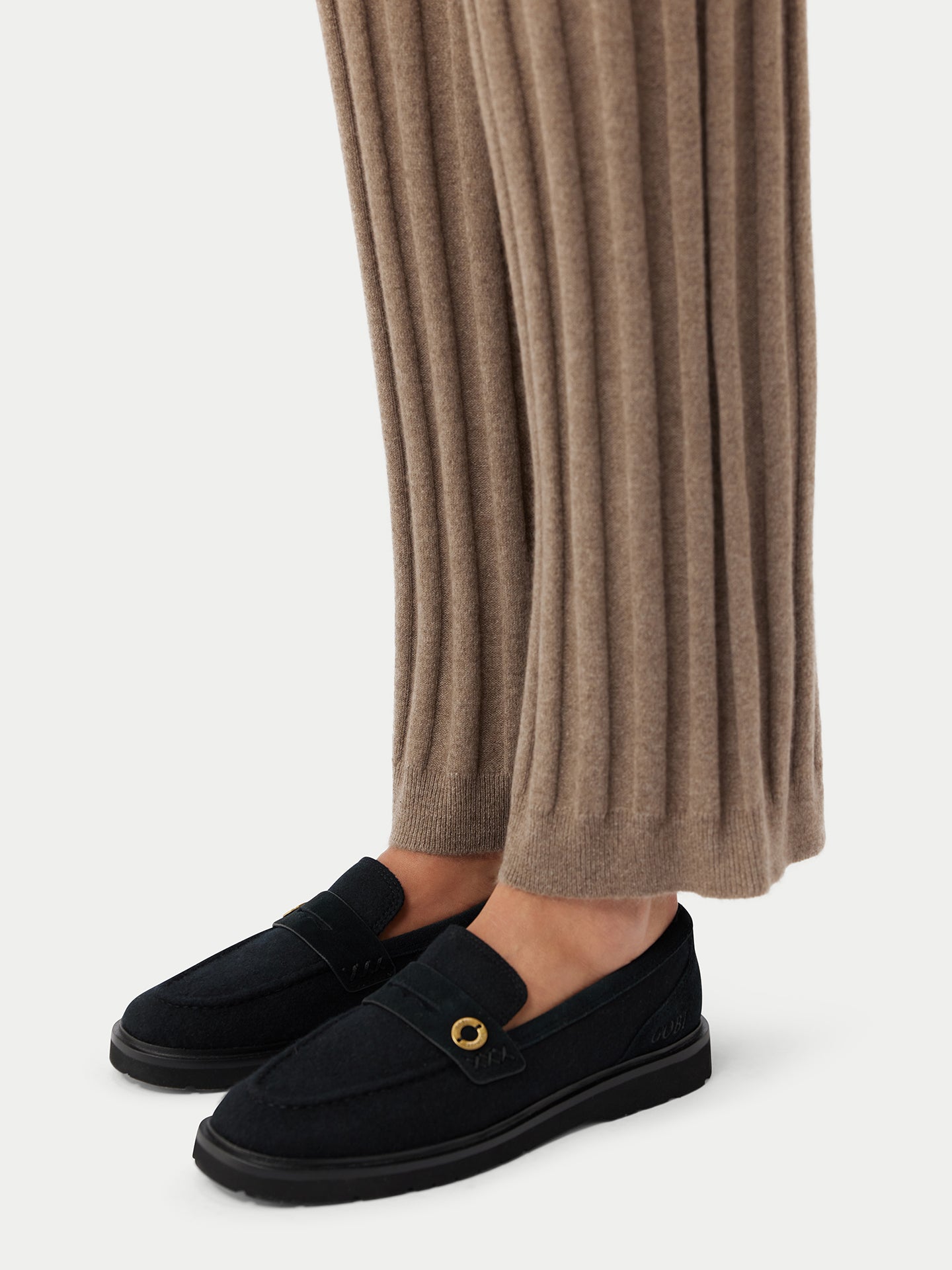 Organic Color Textured Knit Cashmere Pants