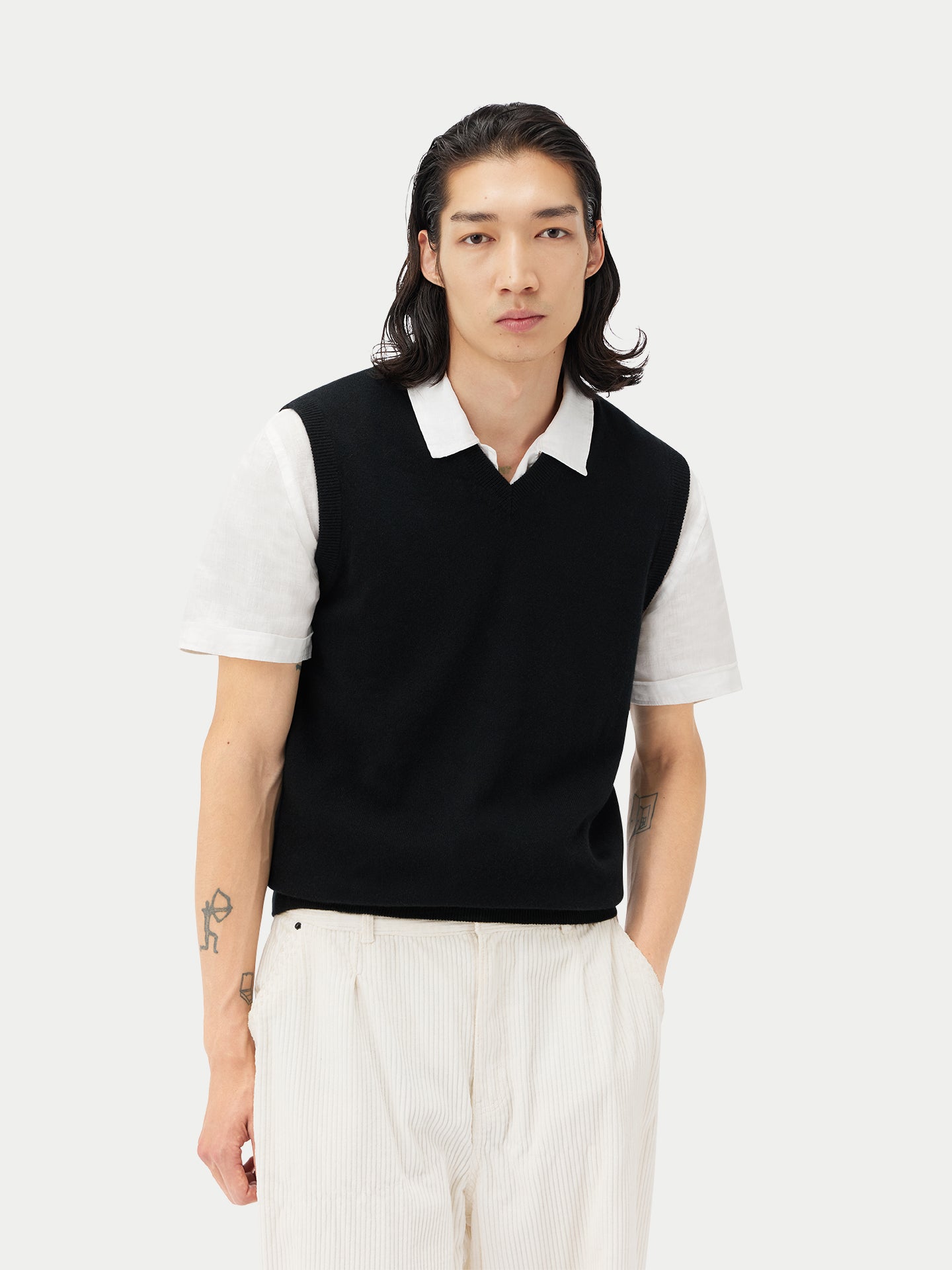 Men's Cashmere Vest Black - Gobi Cashmere