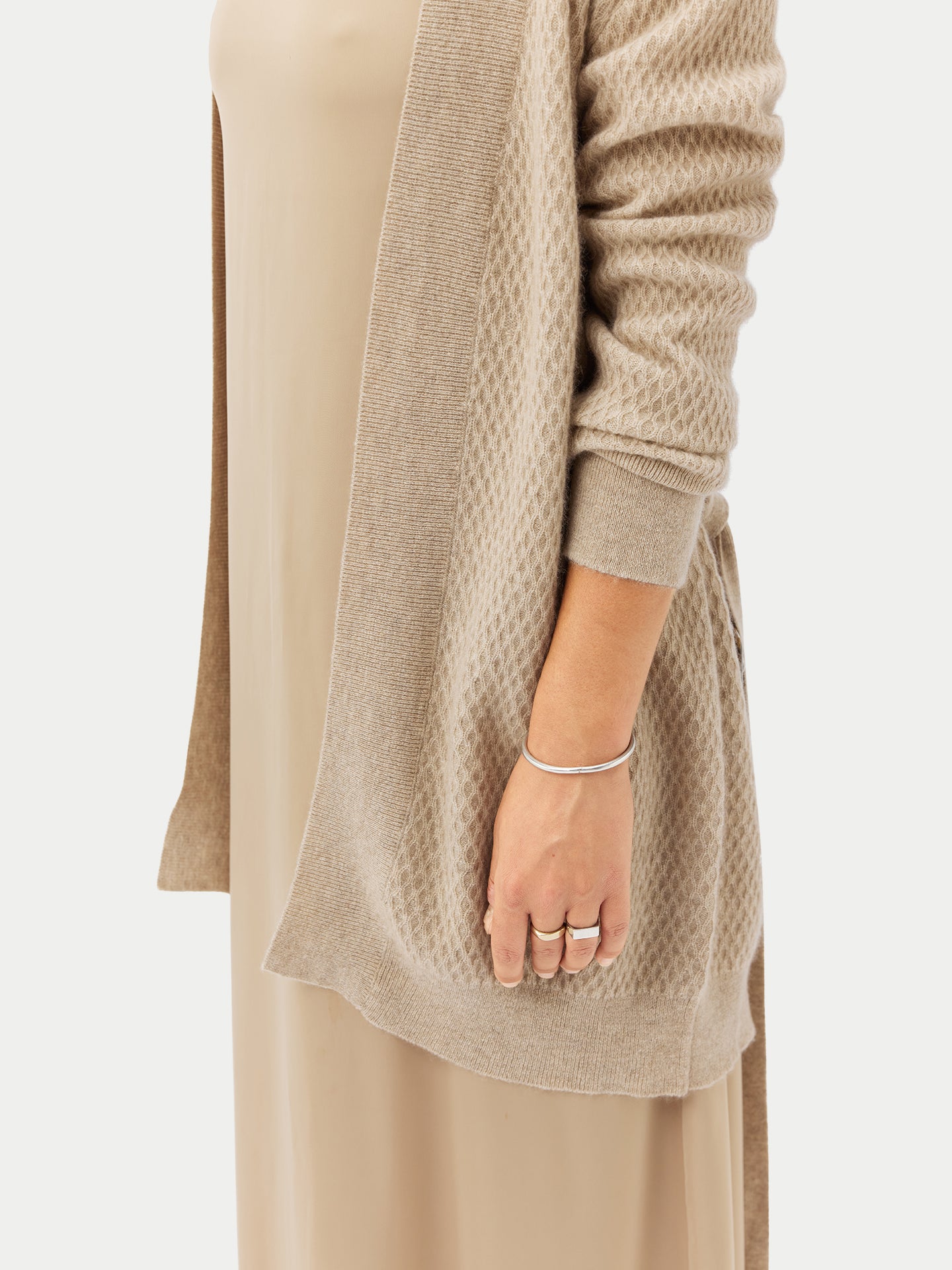 Organic Color Self-Belt Cashmere Cardigan