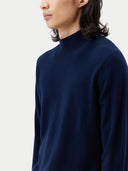 Essential Mock Neck Cashmere Sweater Navy - Gobi Cashmere #color_navy