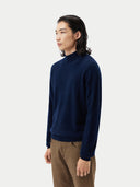 Men's Cashmere Mock Neck Sweater Navy - Gobi Cashmere #color_navy