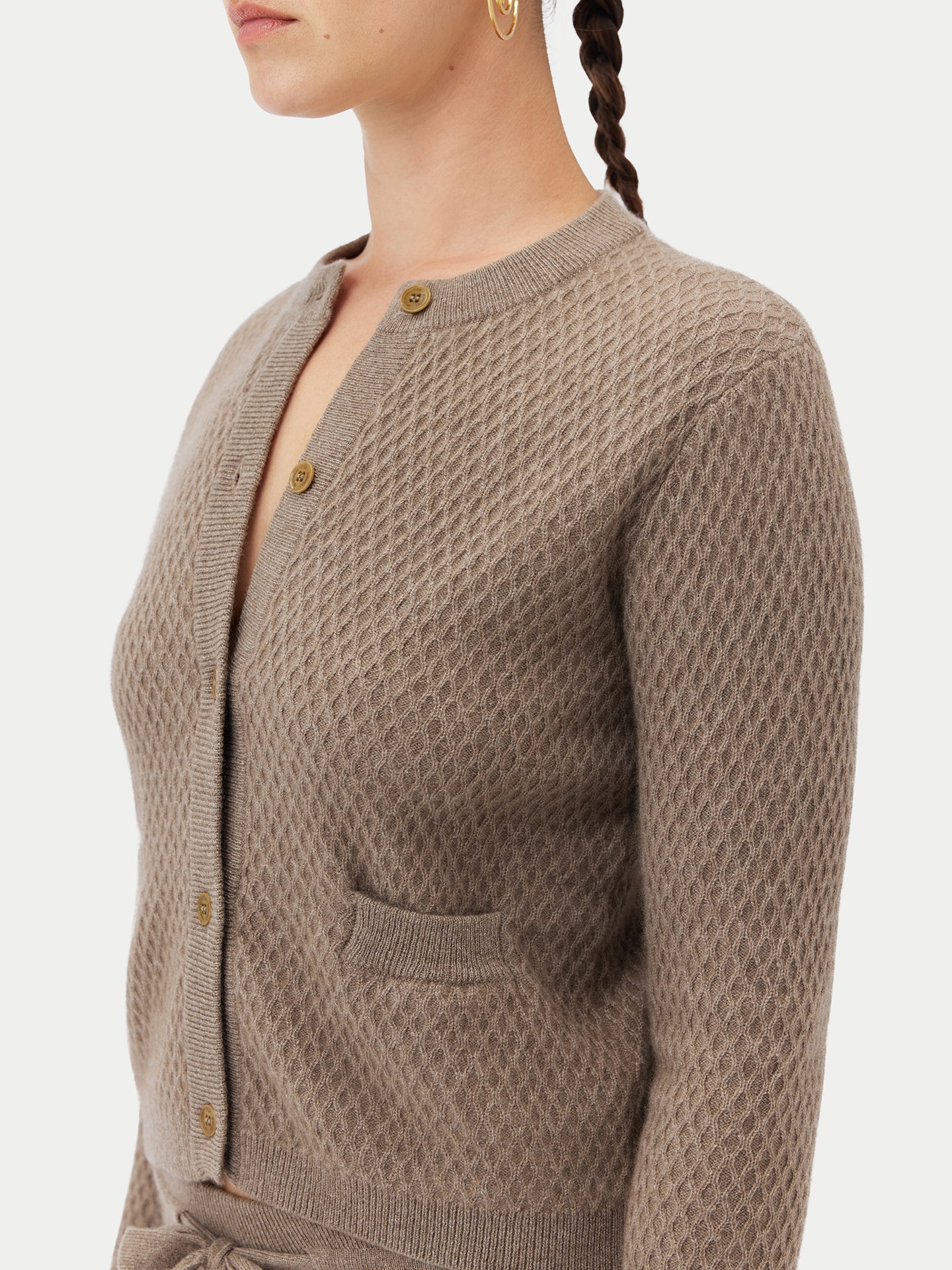 Organic Color Buttoned Cashmere Cardigan