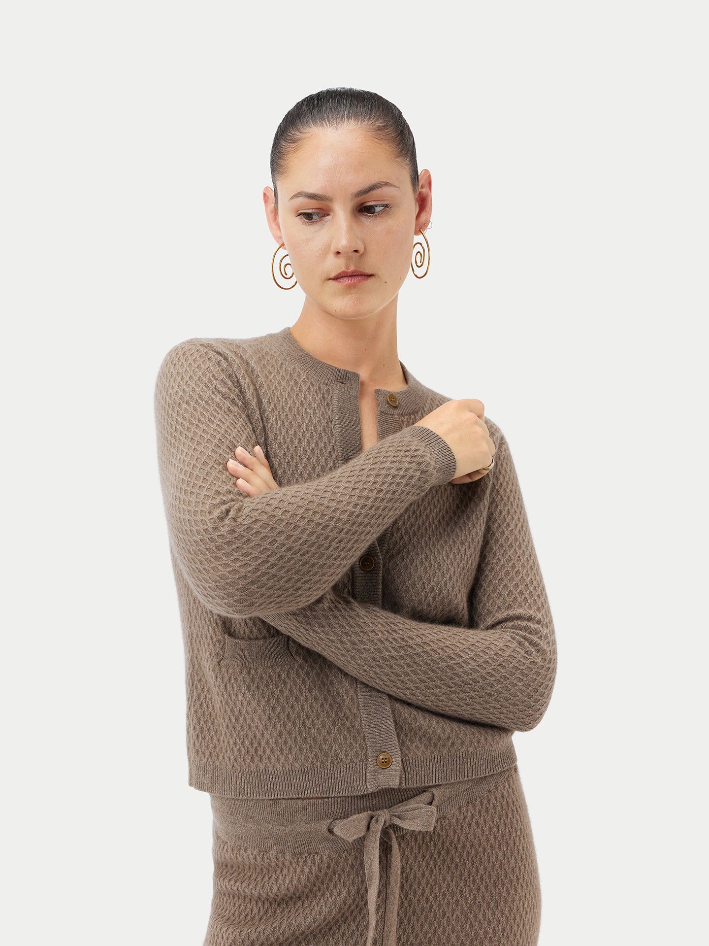 Organic Color Buttoned Cashmere Cardigan