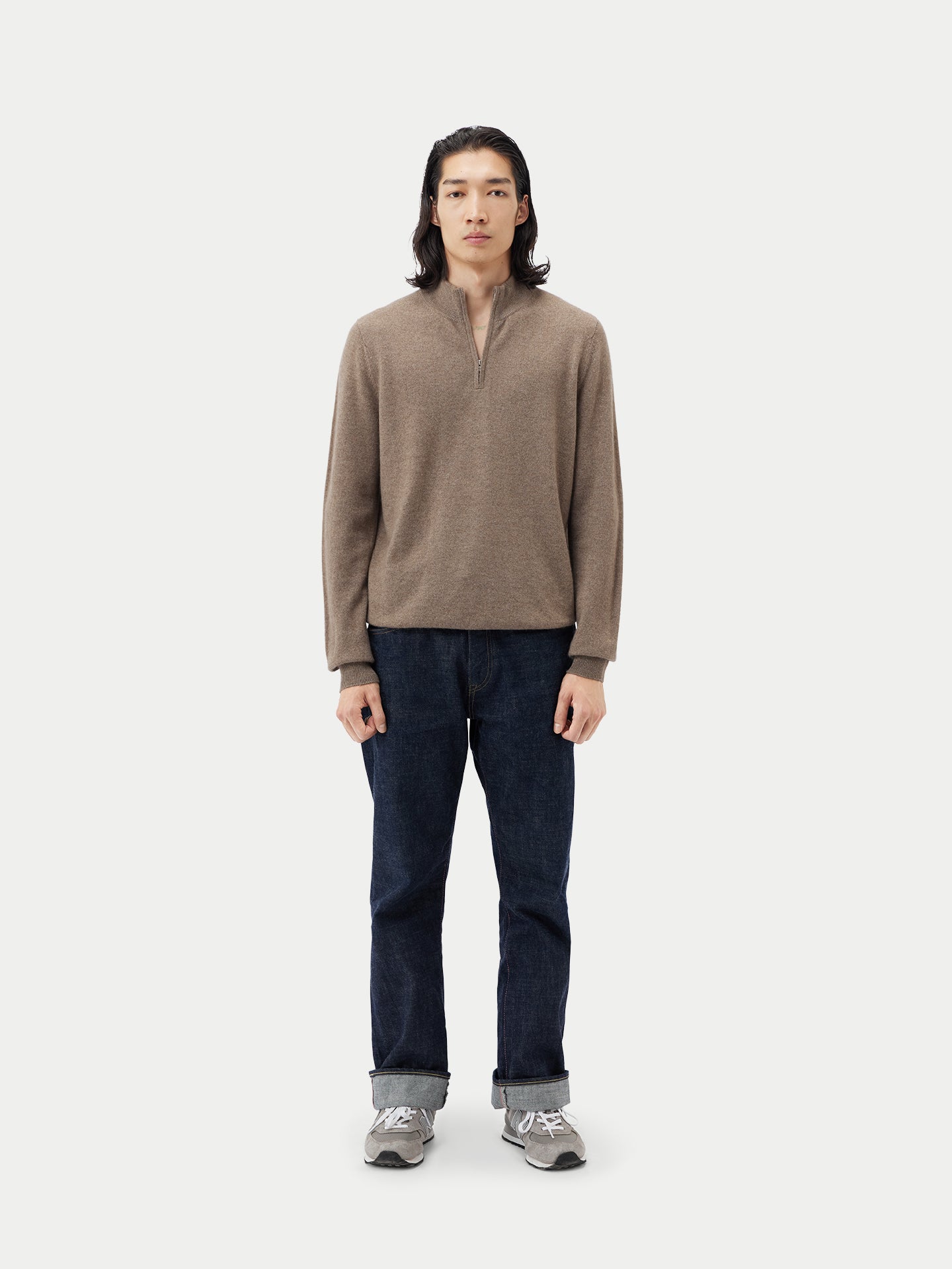 Organic Cashmere Color Half-Zip Sweater