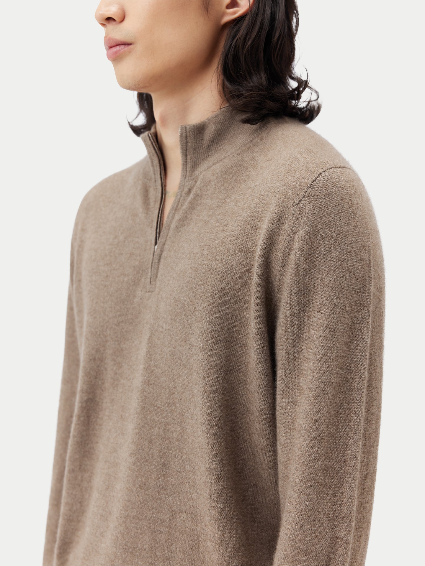 Organic Cashmere Color Half-Zip Sweater