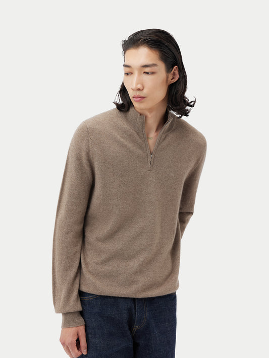 Organic Cashmere Color Half-Zip Sweater