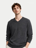 Man wearing a dark gray sweater against a light background #color_charcoal