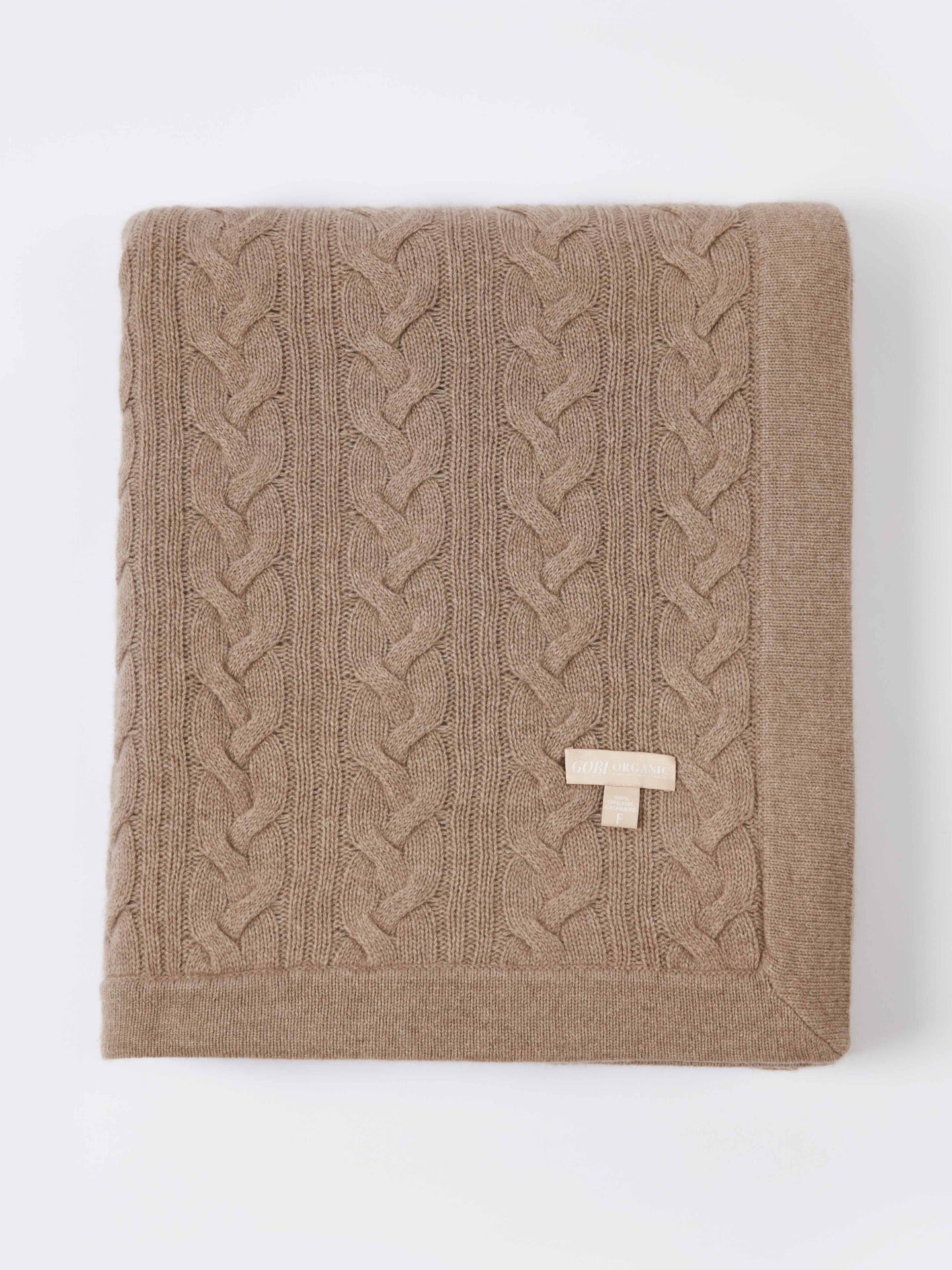 Organic Color Cashmere Cable Knit Blanket