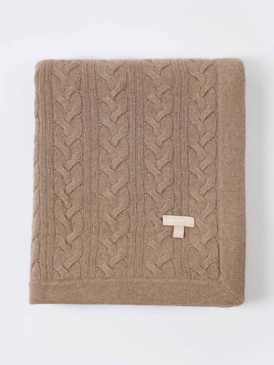 Organic Color Cashmere Cable Knit Blanket