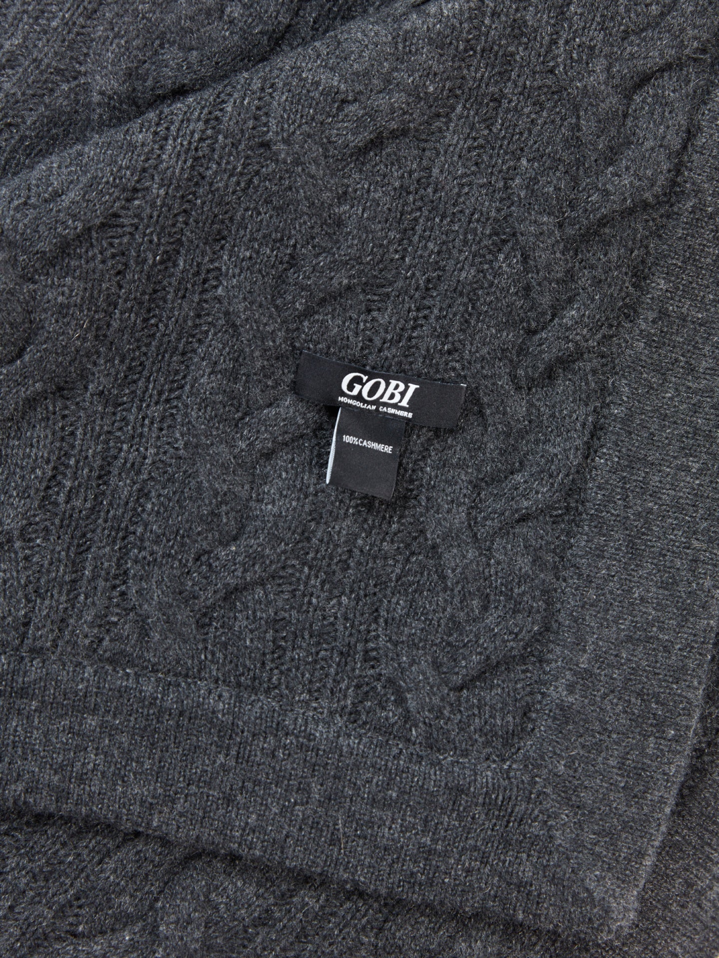 Unisex Cashmere Cable Knit Blanket Gray | Gobi Cashmere