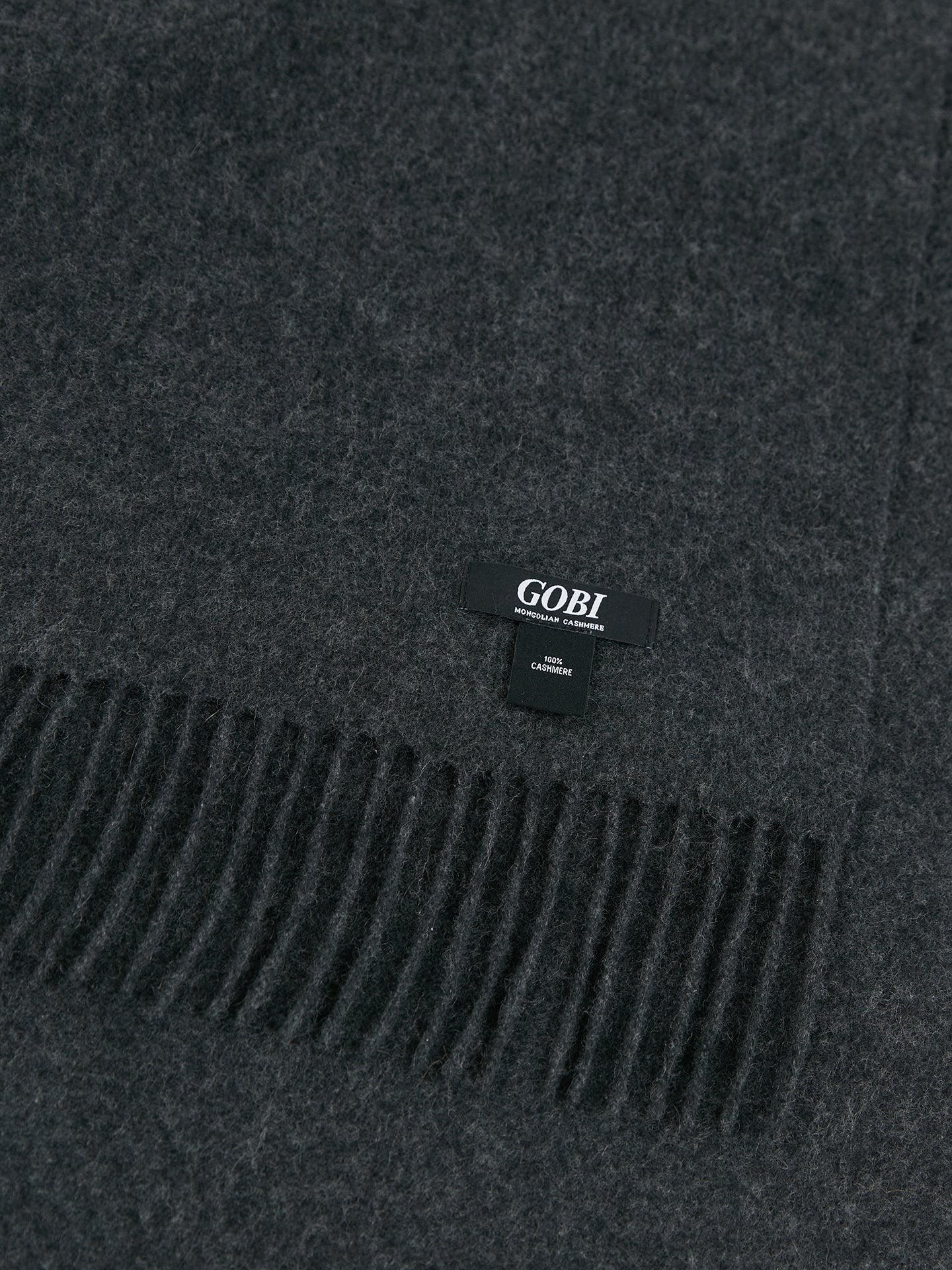 Cashmere Medium Fringe Blanket Charcoal - Gobi Cashmere