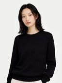 Essential Cashmere Crewneck Sweater Black - Gobi Cashmere #color_black