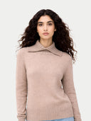Organic Color Cashmere Slit T-Neck Sweater Fog - Gobi Cashmere #color_fog