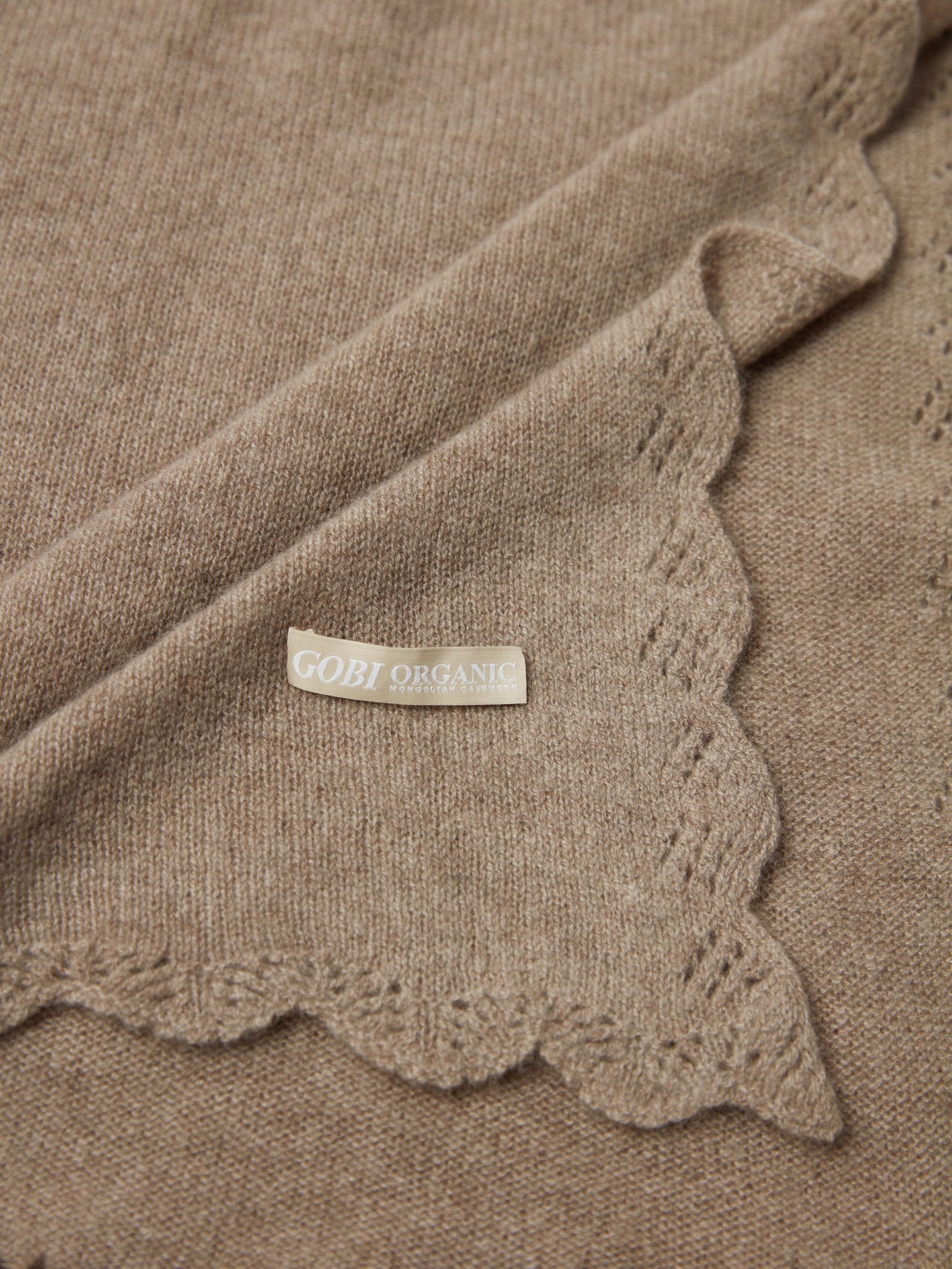 Organic Colour Cashmere Ajour Baby Blanket Taupe - Gobi Cashmere
