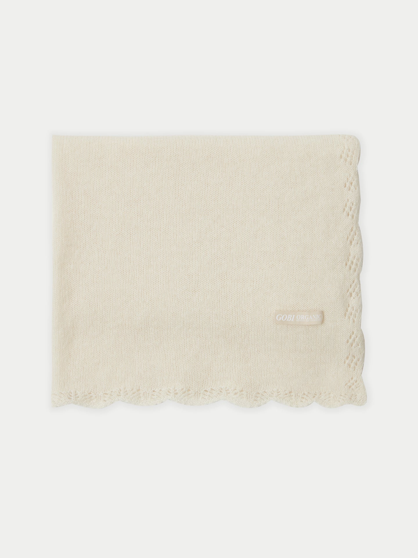 Organic Colour Cashmere Ajour Baby Blanket Off White - Gobi Cashmere