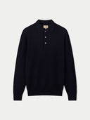 Black sweater with a collar on a light gray background