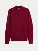 Maroon sweater with a quarter zip on a light gray background #color_bordeaux