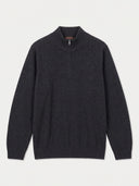 The Cashmere Lightweight Mock Neck Sweater in Charcoal, flat lay front view