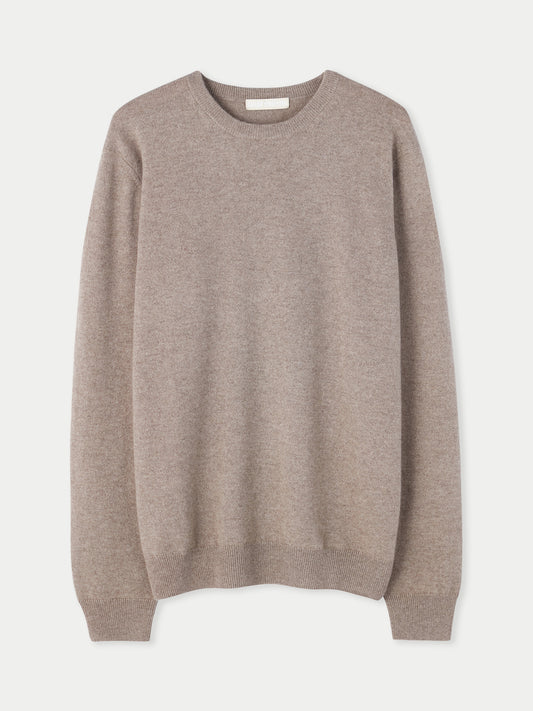 Men' Cashmer Basic Crew Neck Sweater Taupe - Gobi Cashmere