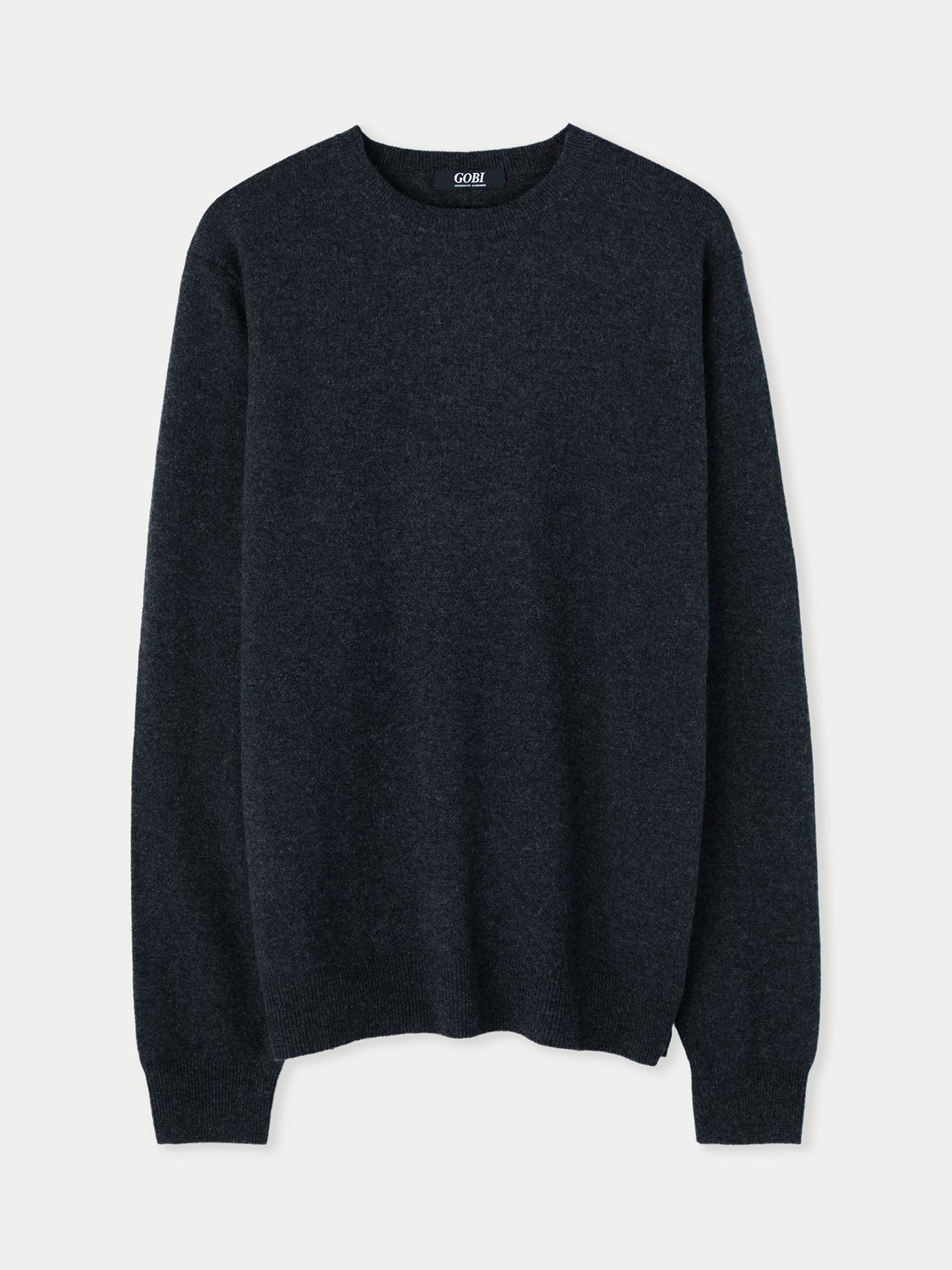 Men's Cashmere Basic Crew Neck Sweater Charcoal - Gobi Cashmere