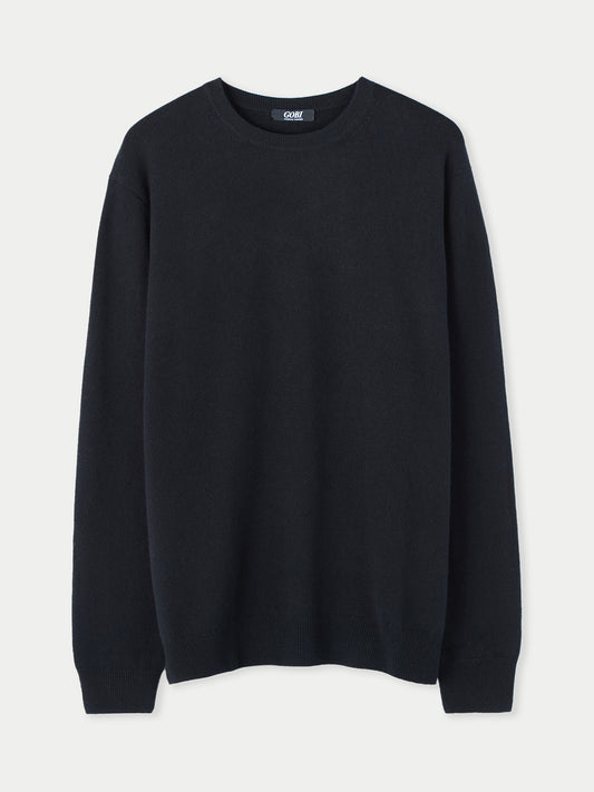 Men's Cashmere Crew Neck Black - Gobi Cashmere