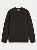 A dark brown ribbed knit crewneck sweater by Gobi, displayed flat against a light gray background.
