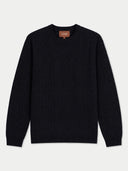 Cashmere Cable-Knit Crewneck Sweater in Navy