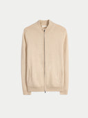 Organic Color Essential Cashmere Full-Zip Cardigan Beige - Gobi Cashmere #color_beige