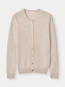 Beige crew neck cardigan on a white background #color_beige