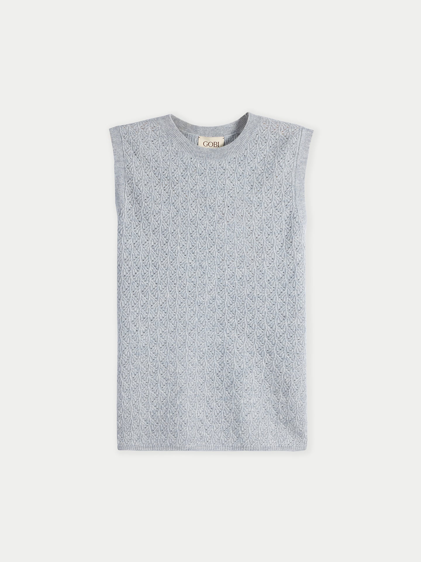 Ajour Knit Crewneck Cashmere Vest