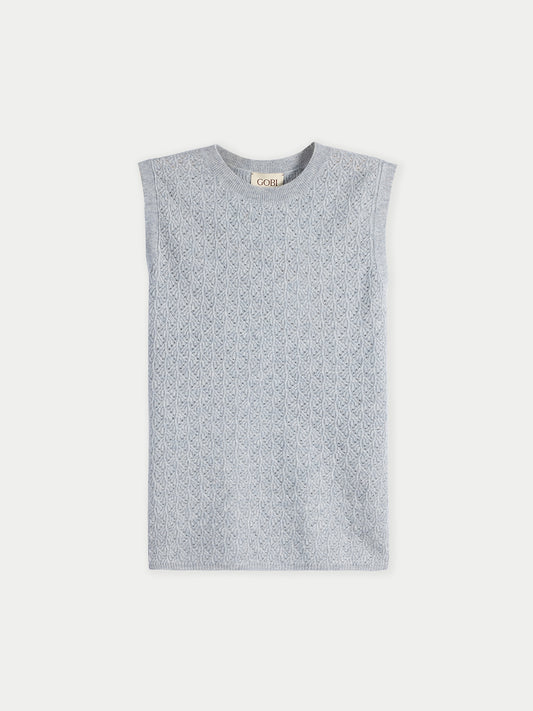 Ajour Knit Crewneck Cashmere Vest
