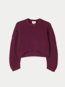 Women's Oval-Sleeve Cropped Cashmere Sweater | GOBI Cashmere #color_burgundy