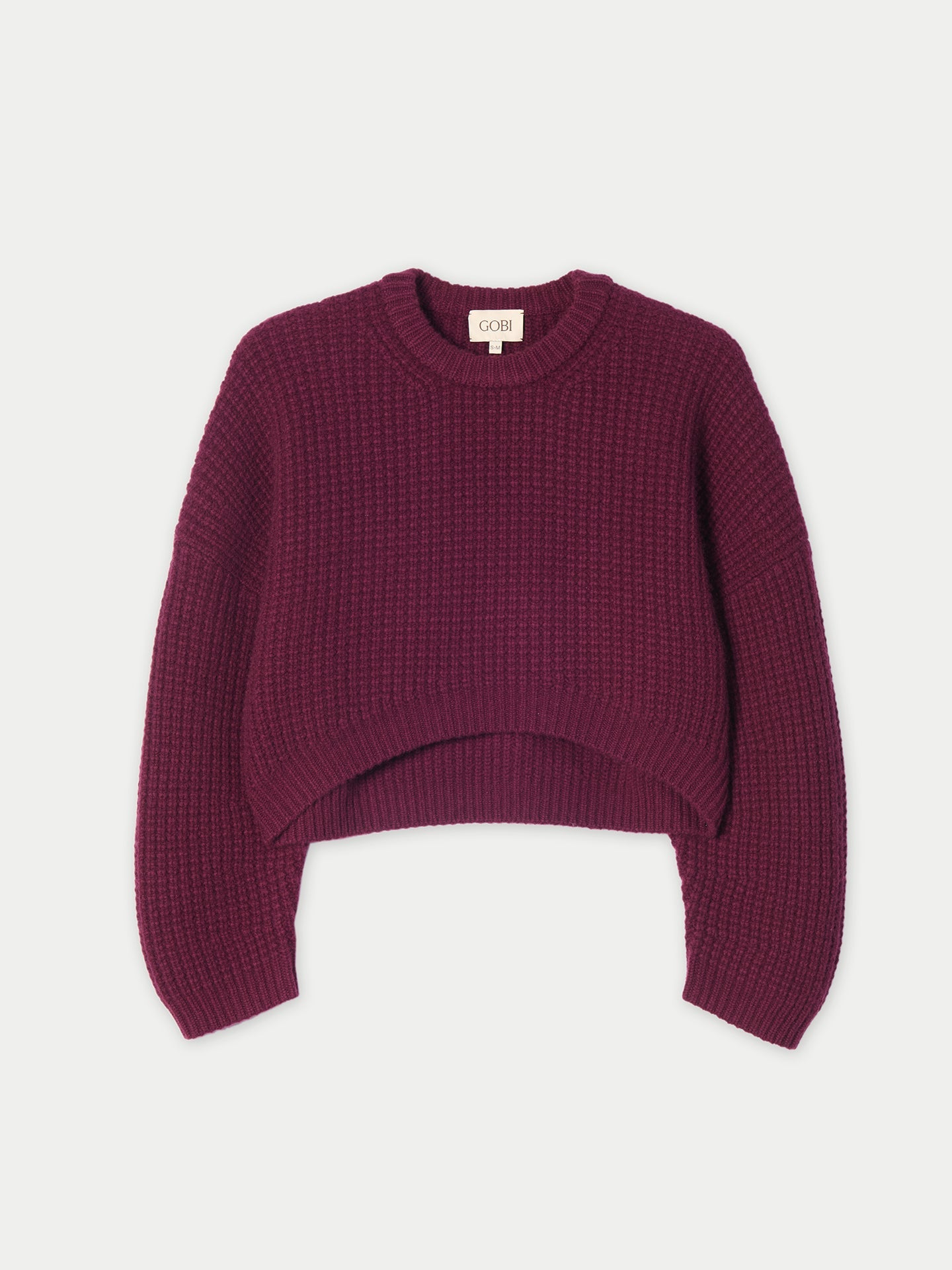 Oval-Sleeve Cropped Cashmere Sweater