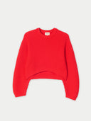 Women's Oval-Sleeve Cropped Cashmere Sweater Red | GOBI Cashmere #color_fiery-red
