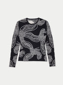 Rope Knot Print Cashmere Silk Sweater Black - Gobi Cashmere #color_black