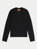 black cable knit sweater