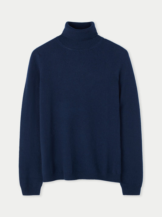 Women's Cashmere Classic Turtleneck Navy - Gobi Cashmere