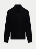 Black high collar sweater on a light gray background #color_black