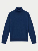 The Cashmere Classic Turtleneck Sweater in Deep Blue, flat lay front view