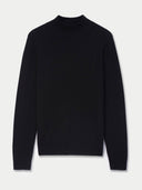 Black mock neck sweater on a light gray background #color_black