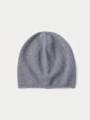 The Women's Lightweight Seamless Cashmere Beanie in Steel Gray, flat lay front view