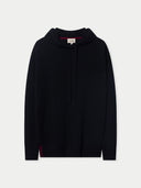 flat lay of a black hoodie #color_black