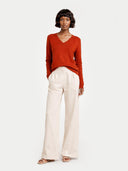 Essential Cashmere V-Neck Sweater Sugar Almond - Gobi Cashmere #color_sugar-almond