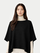 Boat-Neck Cashmere Poncho Black - Gobi Cashmere #color_black