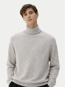 Man wearing a gray turtleneck sweater on a white background #color_dawn-blue