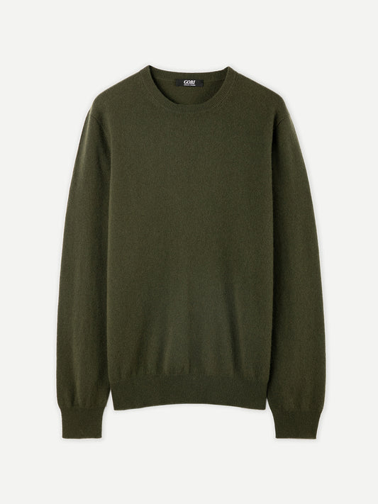 Men's Cashmere Basic Crew Neck Sweater Capulet Olive - Gobi Cashmere