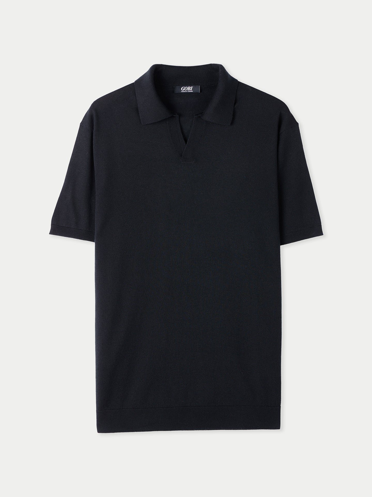 Men's Silk Cashmere Polo Shirt Black - Gobi Cahsmere